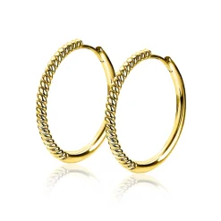 ZINZI zilveren oorringen 14K geelverguld gedraaid motief 25 x 2mm ZIO2129G