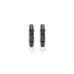 Zinzi zilveren oorringen 15 x 3mm zwart met luxe klapsluiting ZIO191B