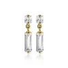 ZINZI zilveren oorsieraden geel verguld 15mm baguette rechthoek vierkant wit ZIO2056Y