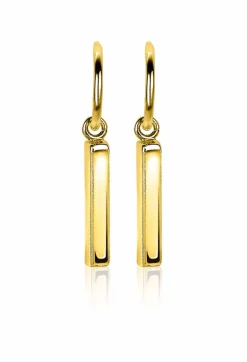 ZINZI zilveren oorstekers in 14K geel verguld met staafje 26mm ZIO2099G