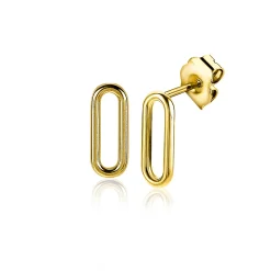 ZINZI zilveren oorstekers 14K geel verguld 14mm ovaal glad ZIO2210G