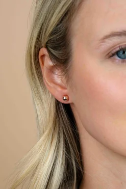 ZINZI zilveren oorstekers rosé verguld glad bol 5mm ZIO807R