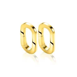 ZINZI zilveren ovale oorbedels  14K geel verguld sluitring 16mm voor je losse hangertjes ZICH2060G (zonder oorringen)
