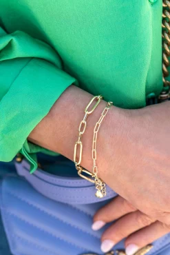 ZINZI zilveren paperclip schakel armband 14K geel verguld 3,5mm breed ZIA2202G