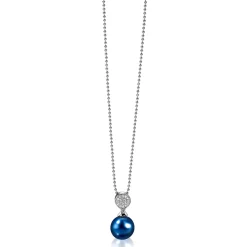 ZINZI zilveren parelhanger 18mm witte zirconia's blauwe parel ZIH1151B (zonder collier)