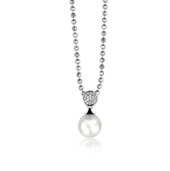 Zinzi zilveren parelhanger wit ZIH1151 (zonder collier)