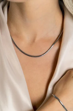 ZINZI zilveren platte slangen-ketting 45cm 3,5mm breed ZIC2402