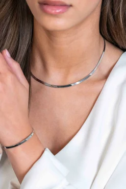 ZINZI zilveren platte slangen-ketting 45cm 3,5mm breed ZIC2292