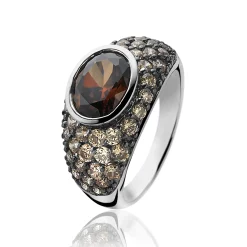 ZINZI zilveren ring bruin ZIR1045C