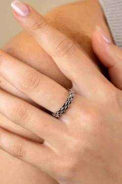 ZINZI zilveren ring met glanzende rolex-style schakels 4mm breed ZIR2556