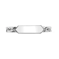 ZINZI zilveren ring met paperclip schakels en rechthoekig glanzend plaatje ZIR2530