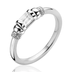 ZINZI zilveren ring met trendy cilindervorm, bezet met diverse witte zirkonia’s ZIR2812