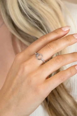 ZINZI zilveren ring met verbonden hart en rondje ZIR2811