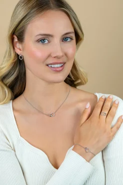 ZINZI zilveren ring 2 ronde vormen verbonden wit ZIR1782