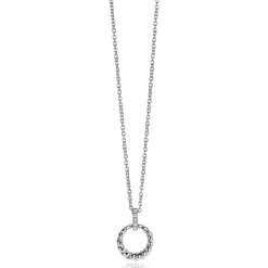 ZINZI zilveren ronde hanger 15mm gedraaid motief, hangoog bezet met witte zirconia's ZIH2403 (zonder collier)