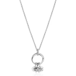 ZINZI zilveren ronde hanger 17mm met sluitring wit ZIH2060 (zonder collier)