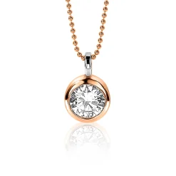 ZINZI zilveren rosé vergulde hanger rond witte zirconia ZIH3