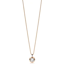 ZINZI zilveren rosé vergulde hanger rond witte zirconia ZIH3