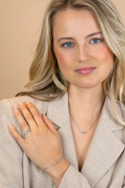 ZINZI zilveren schakelarmband met twee in elkaar gevlochten druppelvormen ZIA2768