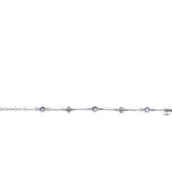ZINZI zilveren schakel armband met twee zilveren en drie blauwe klavers 16-19cm ZIA2582