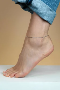 ZINZI zilveren schakel enkelbandje staafjes 23+4cm ZIE1648