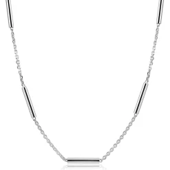 ZINZI zilveren schakelketting 45cm met vijf gladde ronde staafjes ZIC2800