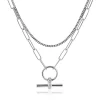 ZINZI zilveren schakel ketting 50cm met multilook: combinatie van gourmet en paperclip schakels en trendy T-bar bezet met witte zirconia's ZIC2462