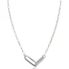 ZINZI zilveren schakel ketting 45cm met 2 grote ovale schakels, bezet met witte zirconia ZIC2371