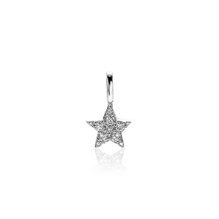 ZINZI zilveren ster hanger 13mm wit ZIH2138 (zonder collier)