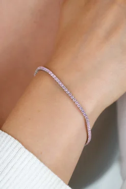 ZINZI zilveren tennis armband 2,1mm breed met rijzetting roze zirconia's ZIA2891R