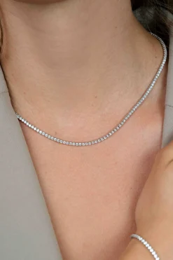 ZINZI zilveren tennis collier 45cm met rijzetting witte zirconia's 2,3mm breed ZIC2795
