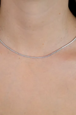 ZINZI zilveren tennis collier 45cm met rijzetting witte zirconia's 1,7mm breed ZIC2794