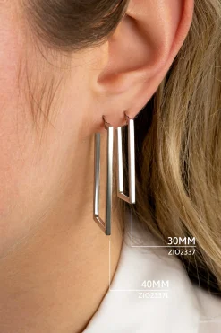 ZINZI zilveren trendy oorringen 30mm in rechthoek vorm buisdikte 2mm ZIO2337