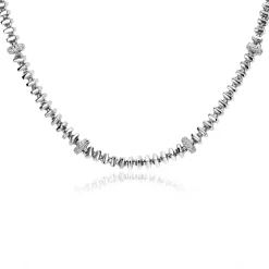 ZINZI zilveren vierkante schakel ketting 6mm breed afwisselend bezet met witte zirkonia's 45cm ZIC2678