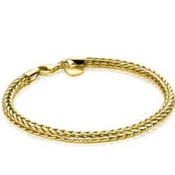 ZINZI zilveren vossenstaart armband 14K geel verguld 4mm breed ZIA1925G