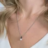 ZINZI zilveren witte parelhanger met zwarte baquette geslepen zirconia ZIH2135Z (zonder collier)