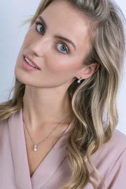 ZINZI zilveren witte parelhanger met witte baquette geslepen zirconia ZIH2135 (zonder collier)