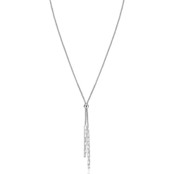 ZINZI zilveren Y-collier 43–46cm met popcorn schakel en twee bungelende kettinkjes ZIC2710
